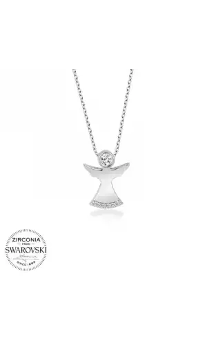 Swarovski Taşlı Gümüş Melek Bayan Kolye