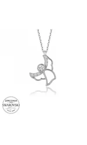 Swarovski Taşlı Gümüş Melek Bayan Kolye