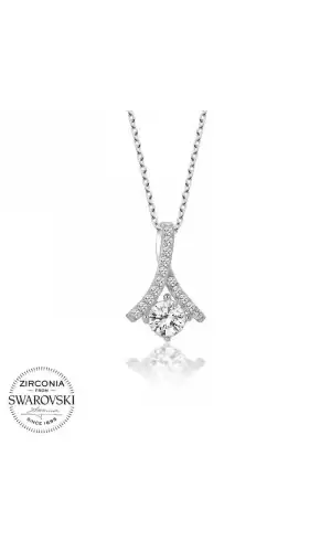 Swarovski Taşlı Gümüş Tektaş Bayan Kolye