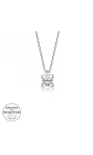 Swarovski Taşlı Gümüş Tektaş Bayan Kolye