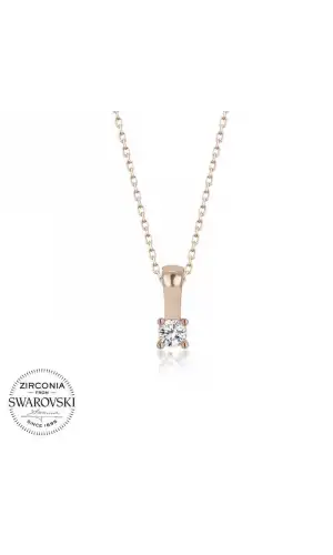 Swarovski Taşlı Gümüş Tektaş Bayan Kolye