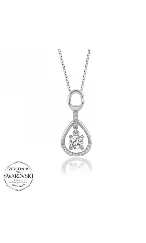 Swarovski Taşlı Gümüş Tektaş Bayan Kolye