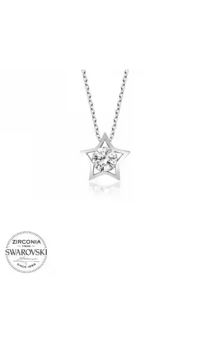 Swarovski Taşlı Gümüş Yıldız Bayan Kolye