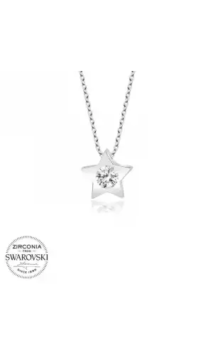 Swarovski Taşlı Gümüş Yıldız Bayan Kolye