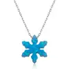Gümüş Mavi Opal Taş Kar Tanesi Bayan Kolye