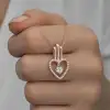 Gümüş Rose Kalpli Tek Taş Kadın Kolye