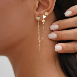 Heart Earcuff Altın Piercing