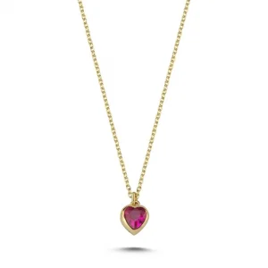 Nisera Pink Love Minimal Altın Kolye