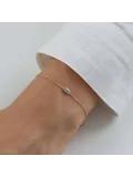 Nisera Baget Aqua Blue Minimal Altın Bileklik