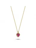 Nisera Pink Love Minimal Altın Kolye