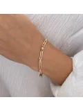 Unisex Taşlı Modern Altın Bileklik
