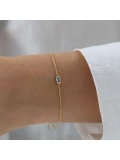 Nisera Baget Aqua Blue Minimal Altın Bileklik