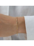 Nisera Minimal Lotus Pırlantalı Altın Bileklik
