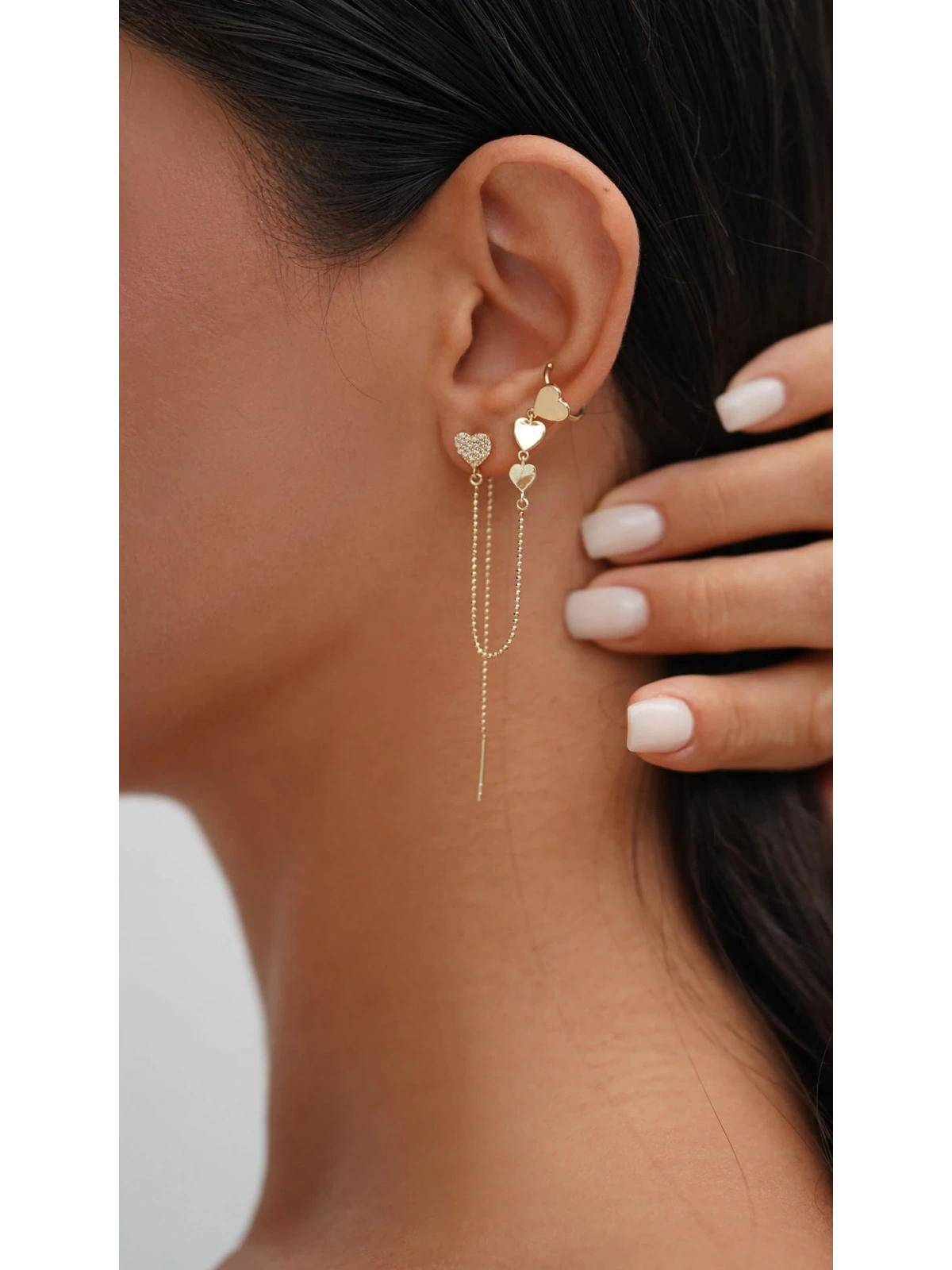 Heart Earcuff Altın Piercing