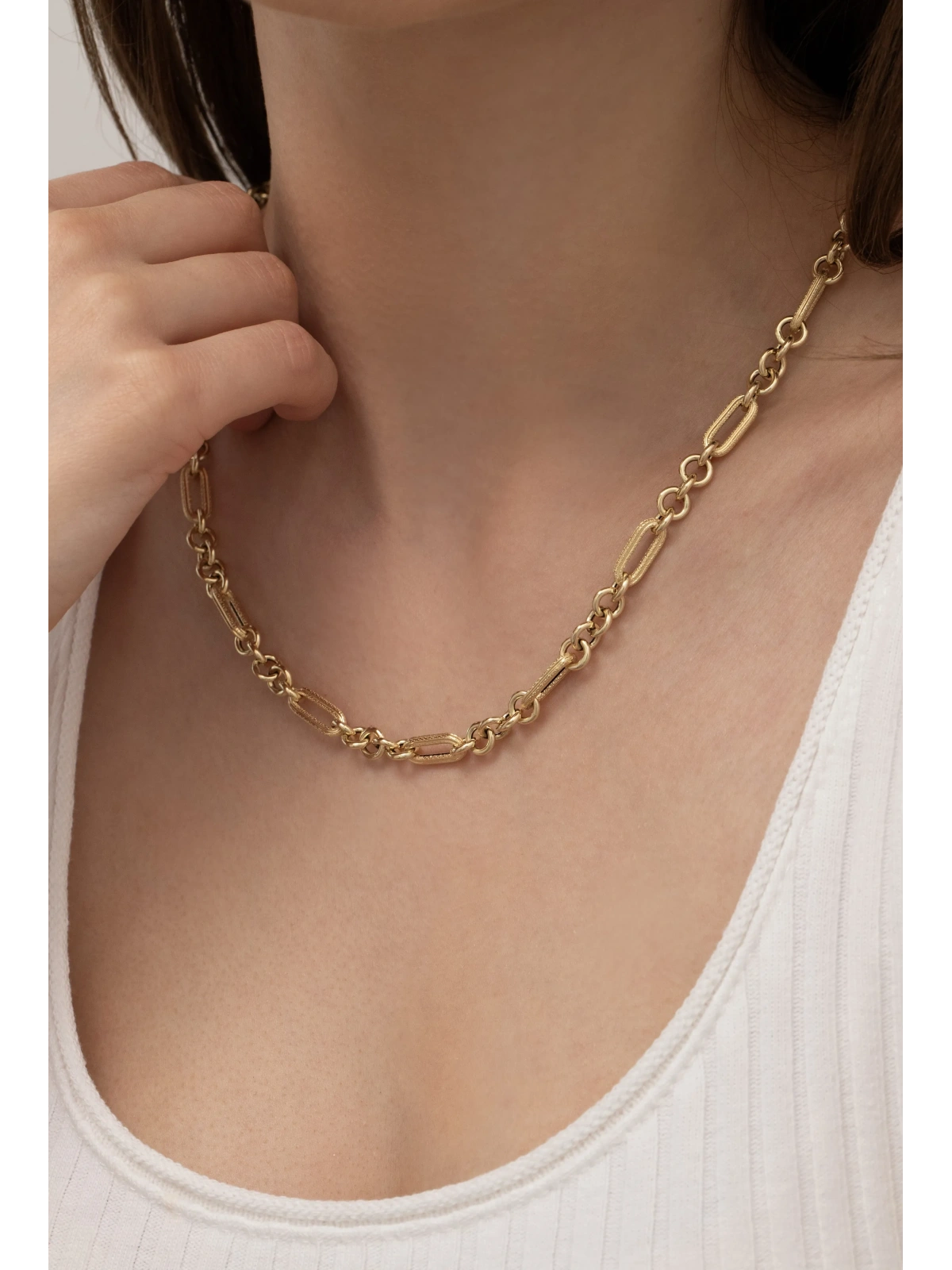 Kalemli Modern Unisex Altın Zincir