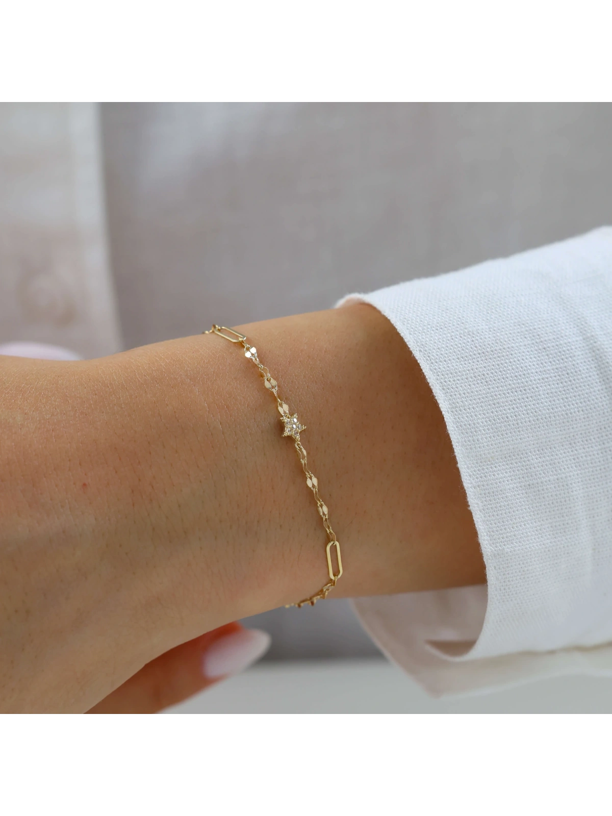 Nisera Star Minimal Altın Bileklik