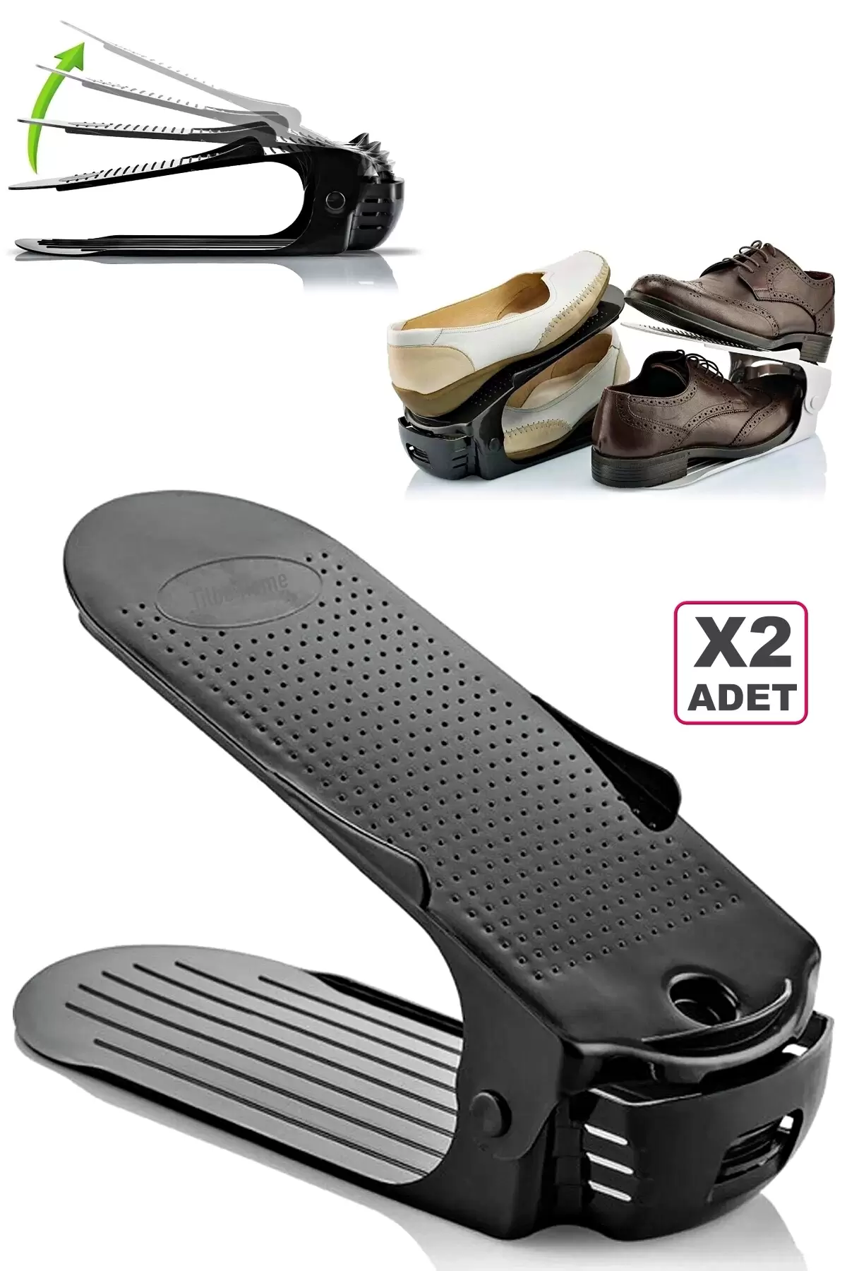 2li Ayarlanabilir 4 Kademeli Ayakkabı Rampası Düzenleyici Yükseklik Ayarlı Ayakkabılık Terlik Seti