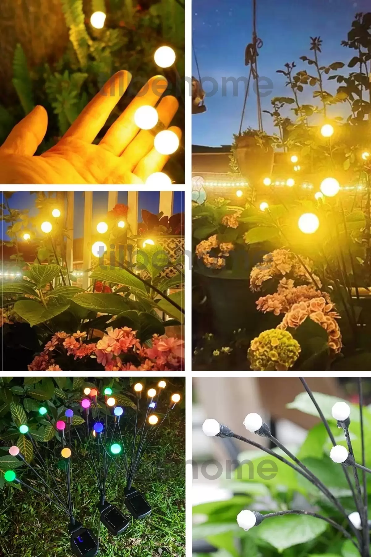 10 Ledli Solar Bahçe Işıkları Renkli Dış Mekan Peyzaj 2 Modlu Bahçe Çiti Güneş Enerjili Süs Lamba