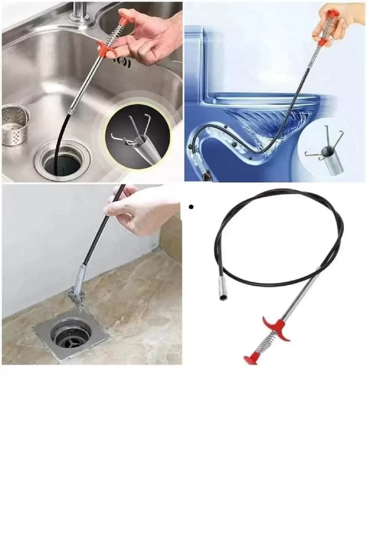 2 Adet Kıskaç Tıkalı Lavabo Gider Boruları Açma Aparatı Banyo Gider Açıcı Mutfak Temizleme Aleti