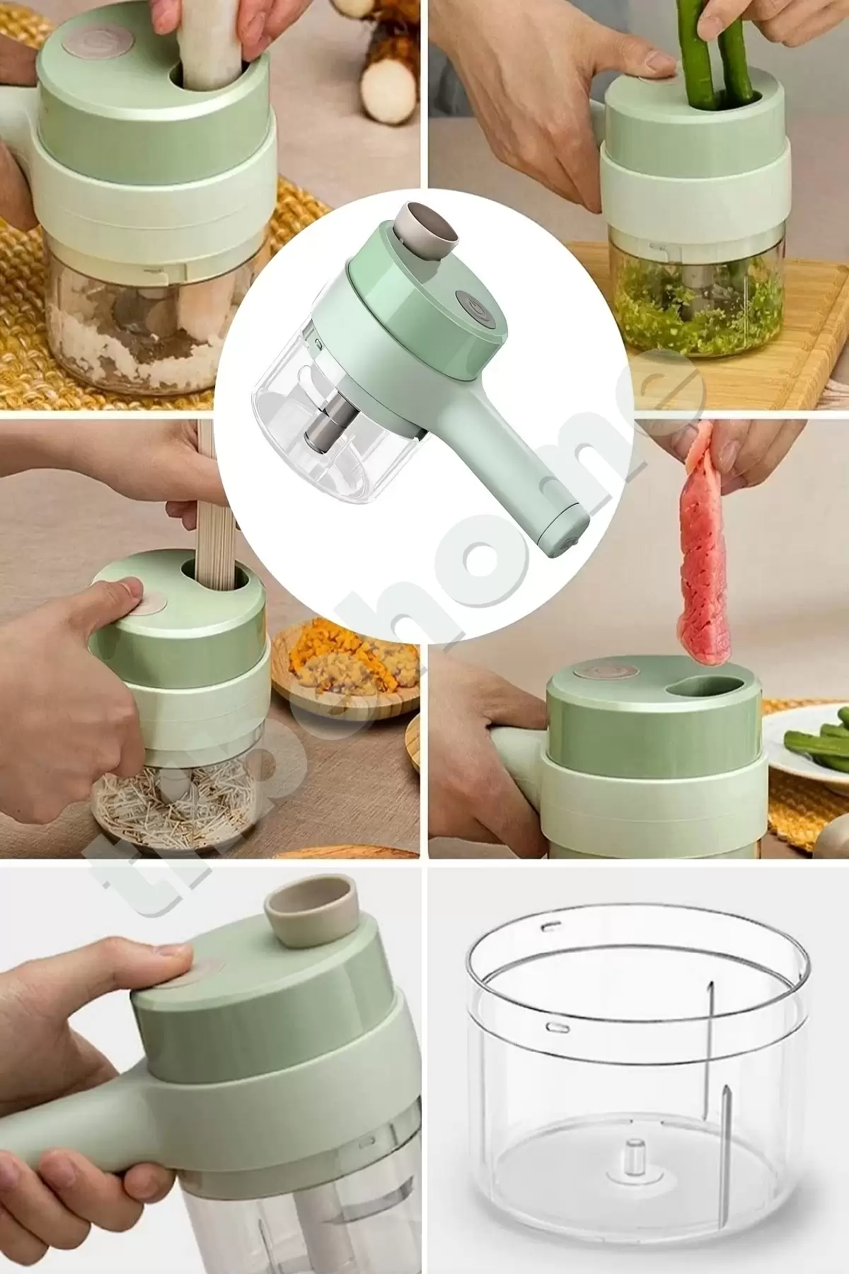 Şarjlı Rondo 2 Bıçaklı Sebze Meyve Kesici Patates Et Doğrayıcı Blender Hazneli Rende Mutfak Robotu