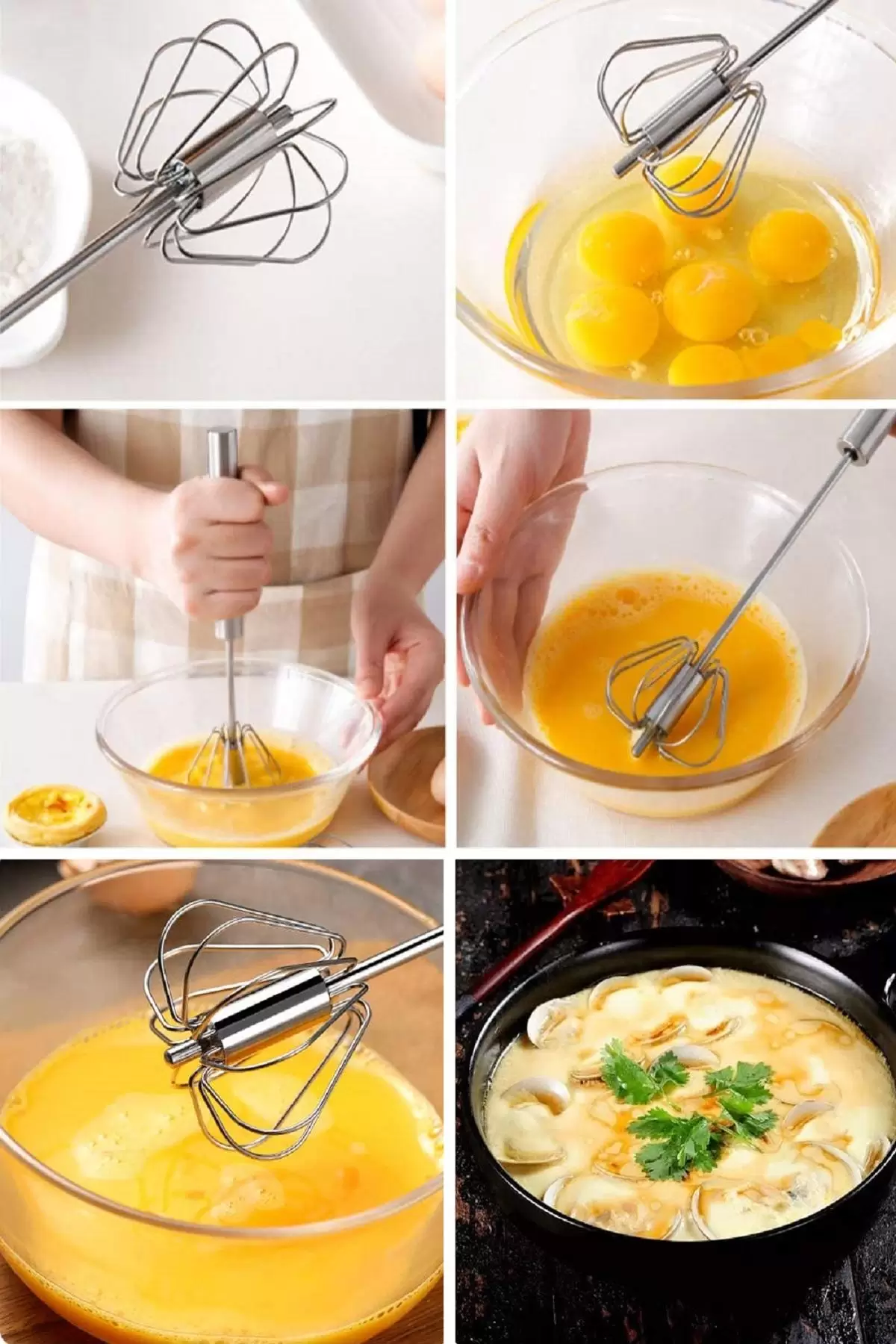 Çelik Çırpıcı Bas Çek Mutfak Çırpıcı El Blender Yaylı Yumurta Çırpma Mikser Tel Karıştırıcı 3Lü
