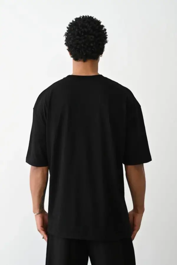 Erkek Tişört Düz Basic Penye Yazlık Bisiklet Yaka Kısa Kol T-Shirt - Siyah