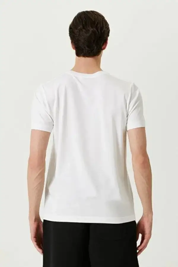 ERKEK  Tişört Basic Bisiklet Yaka Regular Kısa kol T-Shirt - Beyaz