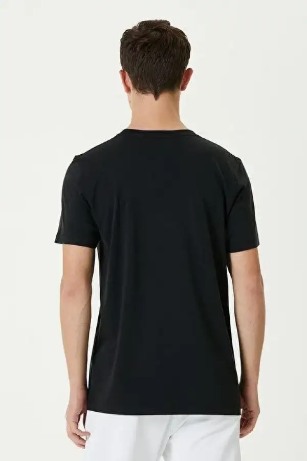 ERKEK Düz Tişört Bisiklet Yaka Regular Fit Yazlık Kısa kol T-Shirt - Siyah