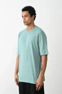 Erkek Tişört Düz Basic Penye Yazlık Bisiklet Yaka Kısa Kol T-Shirt - Mint Yeşili