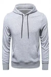 Erkek 3 İplik Pamuklu Kapüşonlu Cepli Hoodie Sweatshirt - Gri