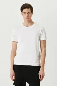 ERKEK  Tişört Basic Bisiklet Yaka Regular Kısa kol T-Shirt - Beyaz