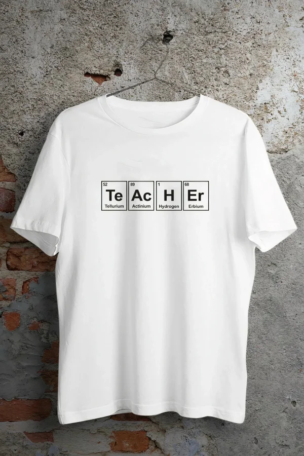 24 Kasım Kimya Öğretmeni Hediyesi Baskılı Bisiklet Yaka T-shirt - Beyaz
