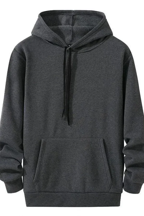 Kadın Kapüşonlu Kanguru Cepli 3 İplik Pamuklu Oversize Hoodie Sweatshirt - Füme