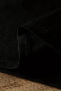 Kadın Tişört Ayı Baskılı Bisiklet Yaka Yazlık Kısa Kol T-shirt - Siyah