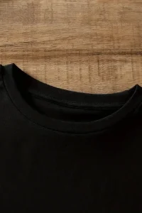 Kadın Tişört Ayı Baskılı Bisiklet Yaka Yazlık Kısa Kol T-shirt - Siyah