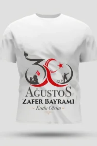 30 Ağustos Zafer Bayramı Baskılı Oversize Bisiklet Yaka T-shirt