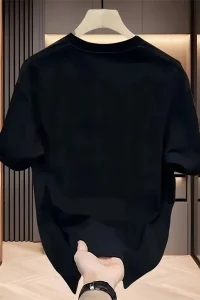 Kadın Kısa Kol Yazlık Tişört Bisiklet Yaka Baskılı Oversize T-Shirt - Siyah