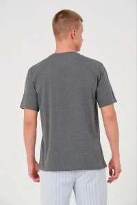 Erkek Düz Bisiklet Yaka Tişört Kısa Kol Yazlık T-Shirt - Antrasit