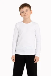 Erkek Çocuk Basic Uzun Kollu Tişört Okul Günlük Rahat T-Shirt - Beyaz