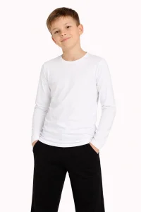 Erkek Çocuk Basic Uzun Kollu Tişört Okul Günlük Rahat T-Shirt - Beyaz