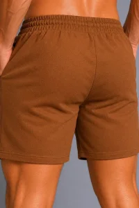 Erkek Dokuma Kumaş Cepli Bağcıklı Regular Fit Yazlık Şort - Kahverengi