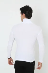 Erkek Fitilli Kaşkorse Kumaş Boğazlı Full Likralı Slimfit Body - Beyaz