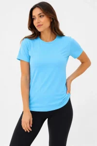 Kadın Basic Tişört Bisiklet Yaka Kısa Kol Günlük Yazlık Slim fit T-Shirt - Turkuaz