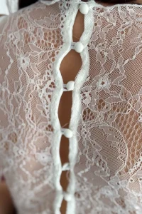 Kadın Dantel Detaylı Derin Dekolte Body Şık Kolsuz Yazlık Bodysuit - Beyaz
