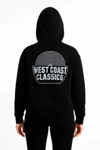 Kadın Oversize Kapüşonlu Cepli Baskılı 3 İplik Pamuklu Hoodie Sweatshirt - Siyah