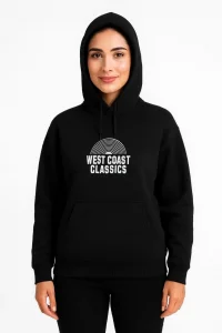 Kadın Oversize Kapüşonlu Cepli Baskılı 3 İplik Pamuklu Hoodie Sweatshirt - Siyah