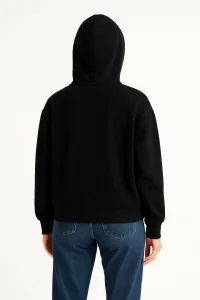 Kadın Samuray Ninja Çift Kapüşonlu Maske Detaylı 3 İplik Hoodie - Siyah