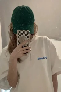 Kadın Tişört Newtro Baskılı Oversize Bisiklet Yaka T-shirt - Beyaz