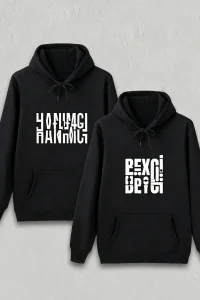 Sevgililer Günü Hanımcı Hediye Baskılı Oversize Kapüşonlu Sweatshirt - Siyah