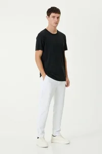 ERKEK Düz Tişört Bisiklet Yaka Regular Fit Yazlık Kısa kol T-Shirt - Siyah